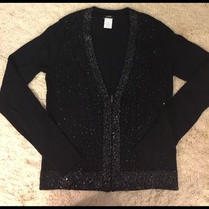 J. Crew black sequin cardigan size XS with zipper